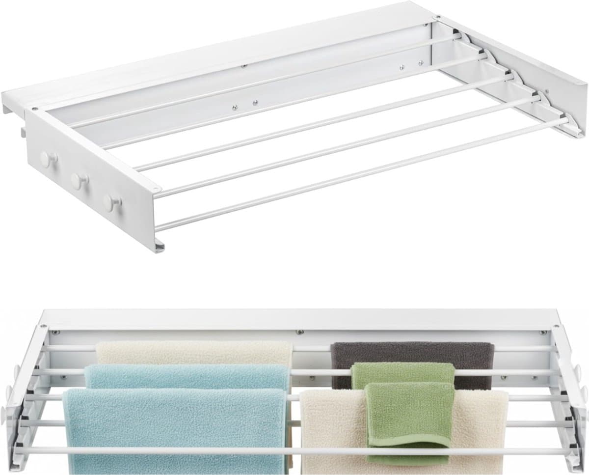 NBAP® Wanddroogrek - Droogrek Inklapbaar - Wasrek - Droogtoren - Droogrekken - Wit — afbeelding 1