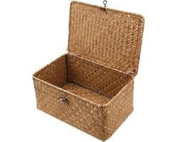 CLVP® Rieten Wasmand met Deksel - 36x23x17 CM