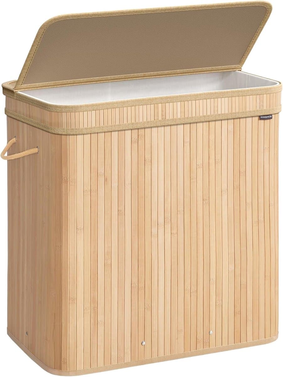 Hoppa! Wasmand - Natuurlijk Beige - Bamboe - Katoen En Polyester - Metalen Frame - 41.5 x 62.5 x 61 cm (B x D x H) — afbeelding 1