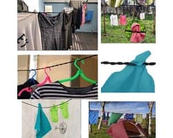 Reis Waslijn - Draagbare Ophanging - Kleding Drogen - Sterke Zuignappen