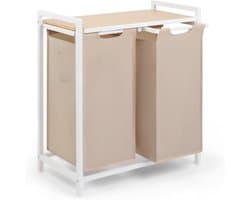 DYNA® Wasmand 2 Vakken - Wasmand - Wassorteerder - Crème- 65cm x 36cm x 73cm