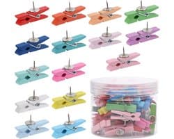 Kleurige duwspelden met houten clips - 50 stuks voor creatieve projecten