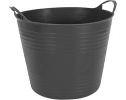 Excellent houseware flexibele wasmand - zwart - 27 liter - kunststof - 42 x 40 x 35 cm