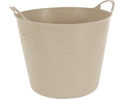 Excellent houseware flexibele wasmand - beige - 27 liter - kunststof - 42 x 40 x 35 cm — afbeelding 1
