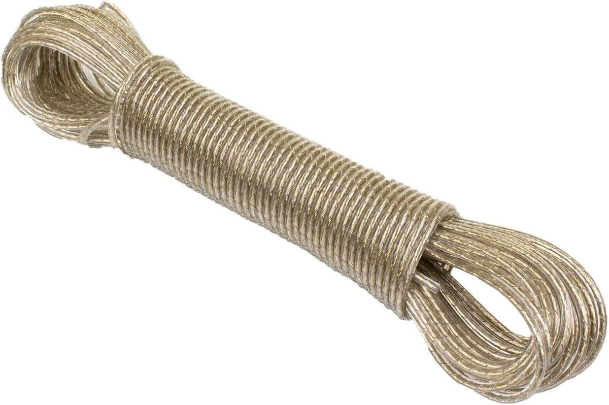 Waslijn Touw - Kledinglijn Outdoor - Buiten Droogrek - Staal Kern Versterkt - 10 Meter Lengte - Beige — afbeelding 1