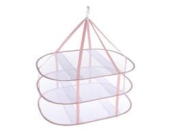 Droogrek - Truien anti-vervorming kleding droogmand - 3 laags - Polyester - Opvouwbaar - mesh - hangende - Draagbaar - Droognet - 78*61*80 cm - Roze - 1stuk