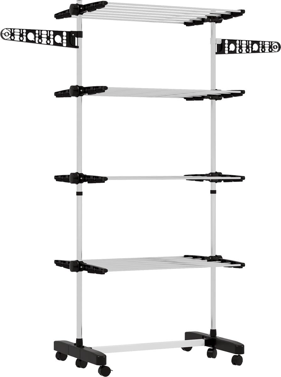 HOMCOM-Wäscheständer-Edelstahl, ABS-142L × 55B × 172H cm-Schwarz — afbeelding 1