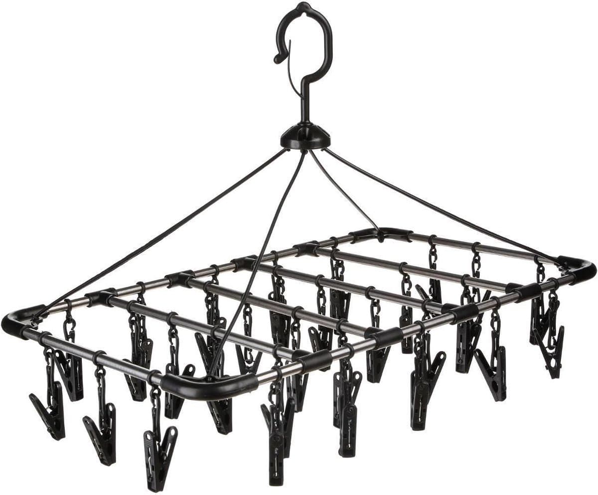 5five Droogcarrousel - zwart - kunststof - 32 knijpers - 52 x 39 cm - van kunststof - Droogrekje - Droogmolen — afbeelding 1