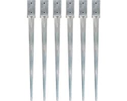 vidaXL - Grondpinnen - 6 - st - 7x7x90 - cm - gegalvaniseerd - staal - zilverkleurig