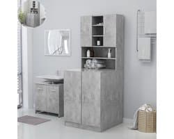 Wasmachine ombouw - Kast - Opbouwmeubel - Verhoger - Wasmachine meubel - Opbergkast - Hout - Betongrijs
