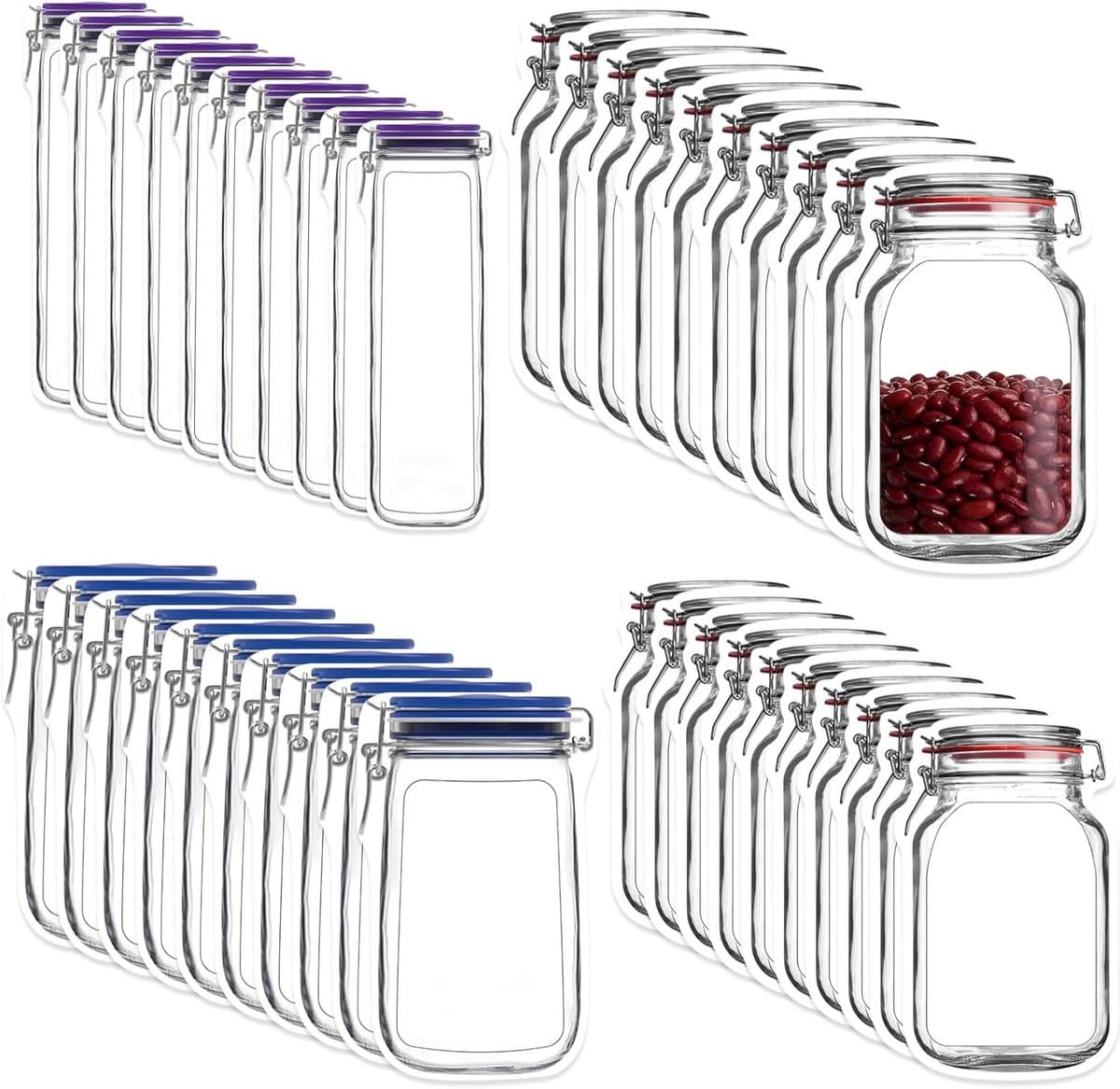 Mason Jar Zip Zakken - Kunststof - Herbruikbaar en Luchtdicht - Staande Bodem - Voor Voedselopslag — afbeelding 1