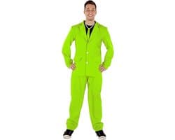 Up America Neon Citroengroen Driedelig Pak voor Volwassenen – Opvallend Kostuum met Blazer Gilet en Broek