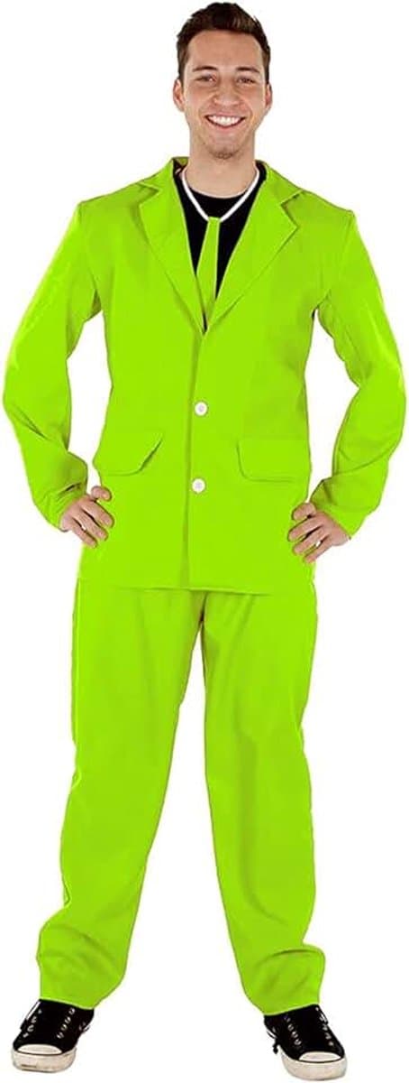 Up America Neon Citroengroen Driedelig Pak voor Volwassenen – Opvallend Kostuum met Blazer Gilet en Broek — afbeelding 1