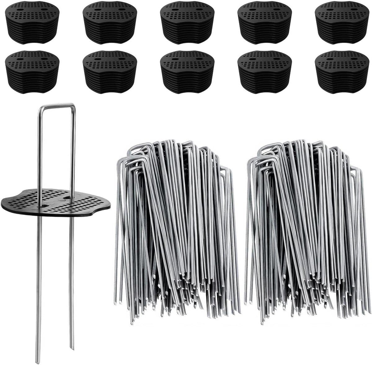 Grondankers Set - Haringen Tuin - Buiten Bevestigen - Roestvrij Staal - 100 Stuks - Zilver — afbeelding 1