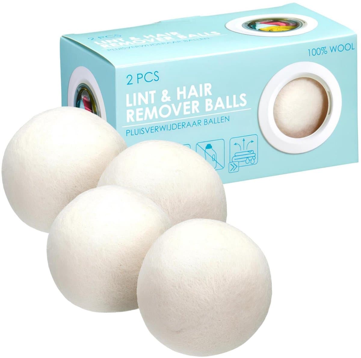 Ultra Clean Wasdrogerballen - 6x - 100% wol - Herbruikbaar - Drogerballen - 7 cm - was drogen — afbeelding 1