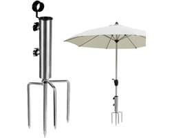 Parasolhouder voor balkon - Zilver - 1 x 1 x 1 cm - IJzeren Afneembare Graspen - Voor Buitengebruik