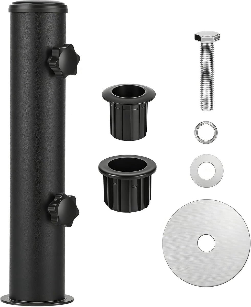 Parasolhouder voor balkon - Zwart - Universele Parasolbuis met PVC-reduceerringen - Verstelbare Standbuis voor Parasolstokken — afbeelding 1