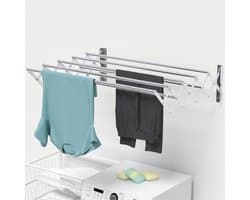 Wandmontage kleeddroger - Uittrekbare droogstandaard - Kleding Drogen - Ruimtebesparend Inklapbaar - 65-127cm Uittrekbaar - Zilverkleurig