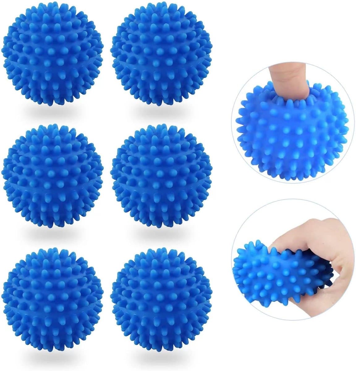 6 stuks wasmachine droger bal, wasbal voor wasmachine, droger ballen voor wasdroger, herbruikbaar, voor het reinigen van huiskleding (blauw) — afbeelding 1