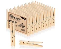 Thijox - 80x XL Houten Wasknijpers - Duurzame Berken Houten Haringen - Onbehandeld, 9 cm - Perfect voor Kleding, Handwerk, Tuin en Camping