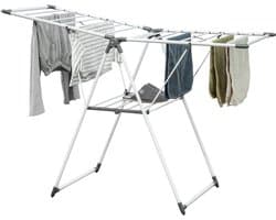 Wasrek 2-laags verstelbaar - 4 hoogte-standen - metaal & kunststof - 156,5x61,5x97 cm - wit - groot droogoppervlak