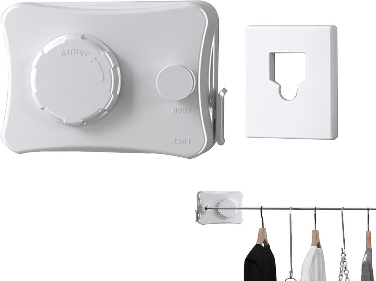 Uittrekbare Waslijn - Droogrek Wandmontage - Kleding Drogen - Onzichtbaar Design - 5.1 Meter - Wit — afbeelding 1