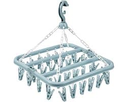 Thijox - Droogrek met 32 tangen, draaibaar wasrek, inklapbaar en winddicht voor binnen en buiten, ideaal voor tuin, balkon, camping en meer