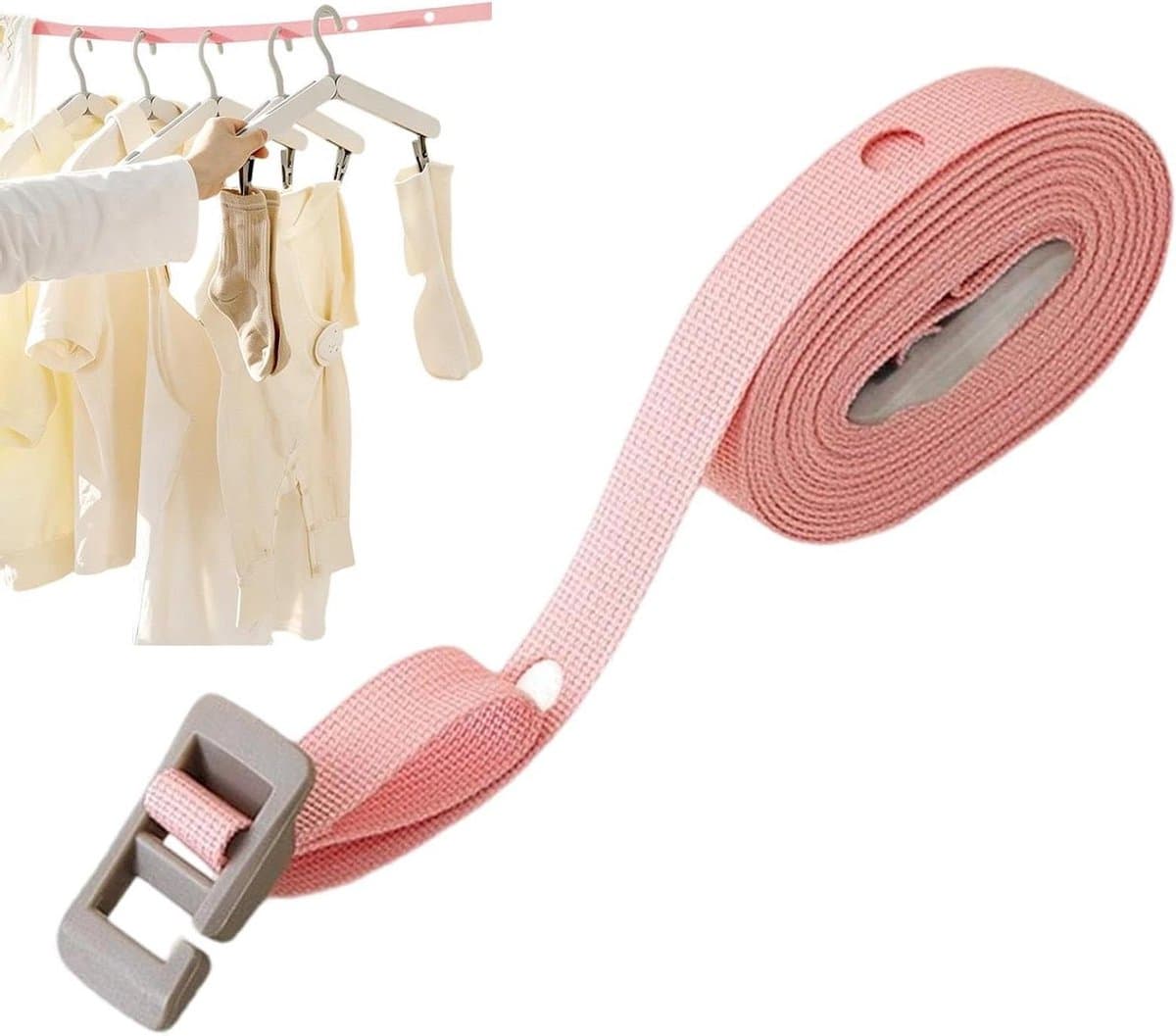 Buitenwaslijn - Drooglijn reislijn - Was drogen - Winddicht ontwerp - 35 meter - Roze — afbeelding 1