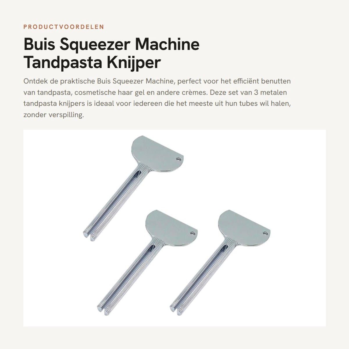 Dailygoods- Buis Squeezer - 3 Stuks - Metalen Tandpasta Dispenser - Duurzaam Ontwerp - Geschikt voor Crèmes - Vermindert Afval - 84x37mm - Tandpasta Knijper — afbeelding 1