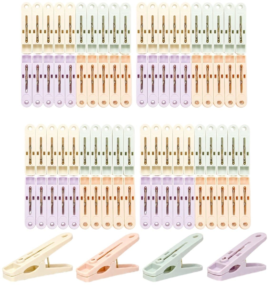 Dailygoods- Wasknijpers 80 Stuks - Wasknijpermand - Waterdicht - Roestvrij Staal - Duurzaam - Geschikt voor Binnen/Buiten - Kledingpegs — afbeelding 1
