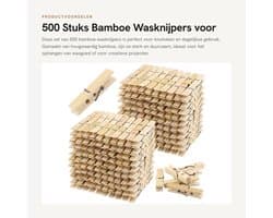 Dailygoods- Bamboe Haringen 500 Stuks - Kleine Houten Wasknijpers - Duurzaam - Compact - Winddicht - Hoogwaardig Materiaal