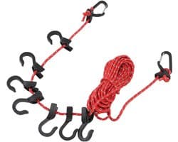 Drooglijn Outdoor - Waslijn Haken - Kamperen Reizen - Verstelbare Lengte - 5 Meter - Rood Reflecterend