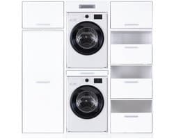 Interlink Lifestyle Studio Flow Wasruimtecombinatie Bundel 15 - Wit - 201 x 68 x 208 cm - Complete wasruimte met opbergkasten