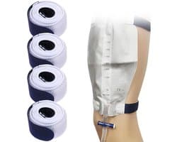 Beenzak Riemen Urine Afvoerzak Riem Wasbaar en Herbruikbare Been Urinezak Fixatie Tapes Antislip met Zachte Elastische Stof Band voor Incontinentie Urinezak Mannen Vrouwen 4 Stuks