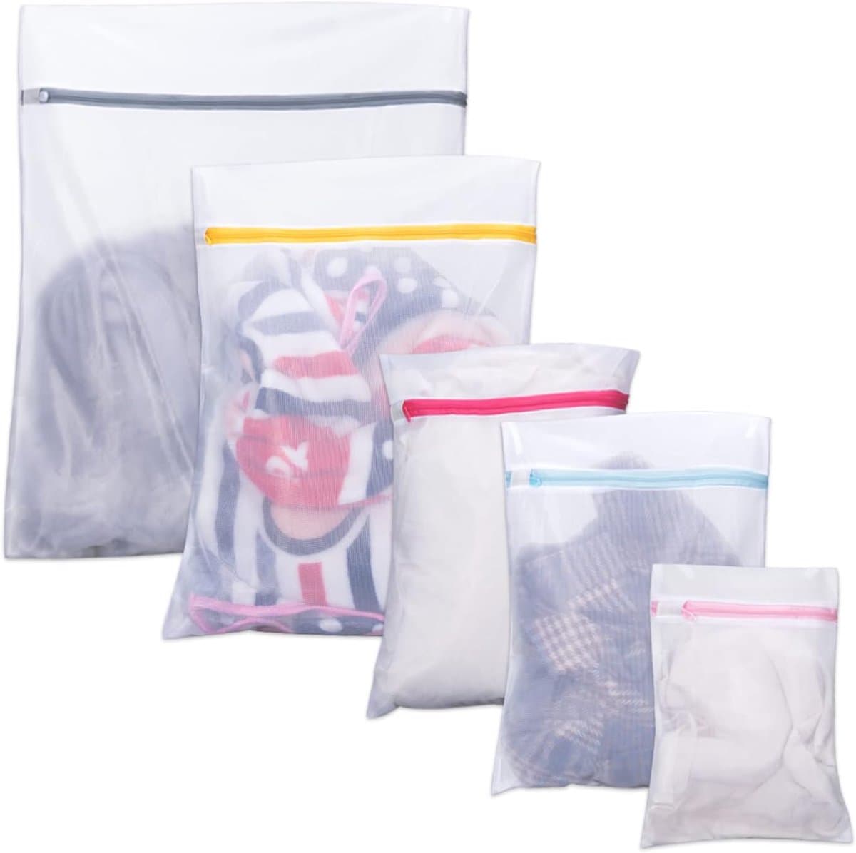 Waszak, waszak met ritssluiting, wasnet, fijn hemd, schoenen, beha, ondergoed, babykleding, wasnet voor wasmachine set van 5 — afbeelding 1