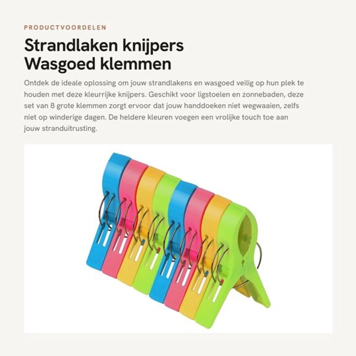 Strandlaken Knijpers 8 Stuks - Kunststof Klemmen - Zonnebed Klemmen - Tafelkleed Klemmen - Kamperen - Sterk en Duurzaam — afbeelding 1