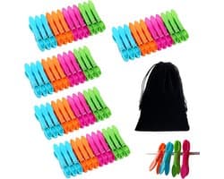 60 stuks wasknijpers met draagbare opbergtas, hoogwaardig PP-materiaal en roestvrijstalen veren, antislip no-mark clips voor binnen en buiten, ideaal voor wasserette, thuis, reizen