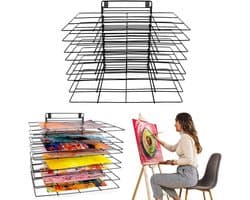 Kunst Droogrek Voor Klaslokaal | Klein Ophangbaar Verf Droogrek | 8 Verwijderbare Planken | Canvas Kunstopslag Met Schroeven | Stapel Voor Schilderijen, Tekeningen En Meer