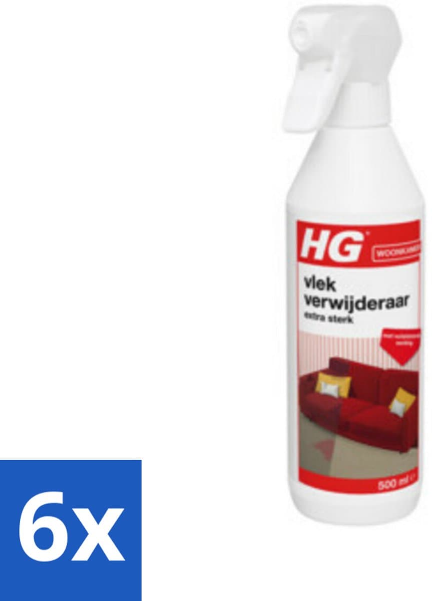 6 x HG Vlekverwijderaar Extra Sterk 500 ml - Vlekkenverwijderaar - Hardnekkige Vlekken - Tapijt Schoonmaken - Meubelstof Schoonmaken - Autobekleding Schoonmaken — afbeelding 1