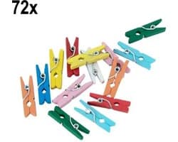 72x Mini Houten Knijpers Gemixt