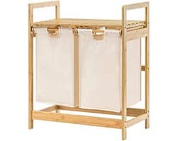Wasmand Met Twee Vakken - Stijlvolle Laundry Basket - Praktisch En Compact Voor Organisatie In Huis