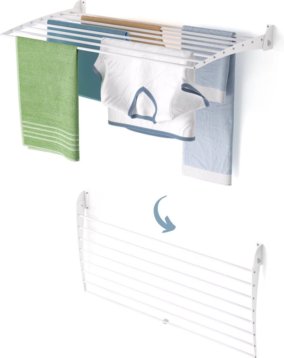 Foxydry Fold 100 DOWN - white - wasdroogrek wandmontage clicksysteem - neerwaartse sluiting - 100 x 50 x 10 cm — afbeelding 1