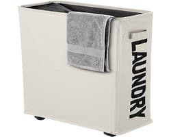 Opvouwbare Wasmand op Wieltjes - Dunne Waterdichte Wasmand - Geschikt voor Huishoudelijk Gebruik - Beige - Compact Formaat - 1 stuk