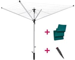 Leifheit droogmolen LinoLift 600 Quick Start incl. beschermhoes en bodumhuls - in hoogte verstelbaar - 60 m drooglengte - 6 wasmachineladingen