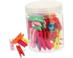 Houten Klemmetjes - Decoratieve Speldjes - Foto's Bevestigen - 2-in-1 Ontwerp - 50 Stuks - Multicolor