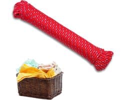 Gekleurde Waslijn - Sterk Koord - Buiten en Binnen - Vuilafstotend en Roestvrij - 20 Meter - Rood