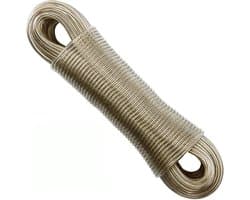 Waslijn met stalen kern - Wasrek touw - Kleding drogen - Robuuste kunststof met PVC - 50 meter - Wit