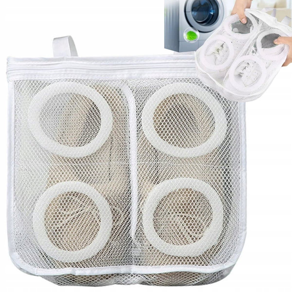 Waszak - Wit - Voor Kinder sneakers en Kinder schoenen - T/M Maat 35 - Wasmachine net - Wasnet - Multibescherming - ondergoed/kleding - Voor 1 paar schoenen — afbeelding 1