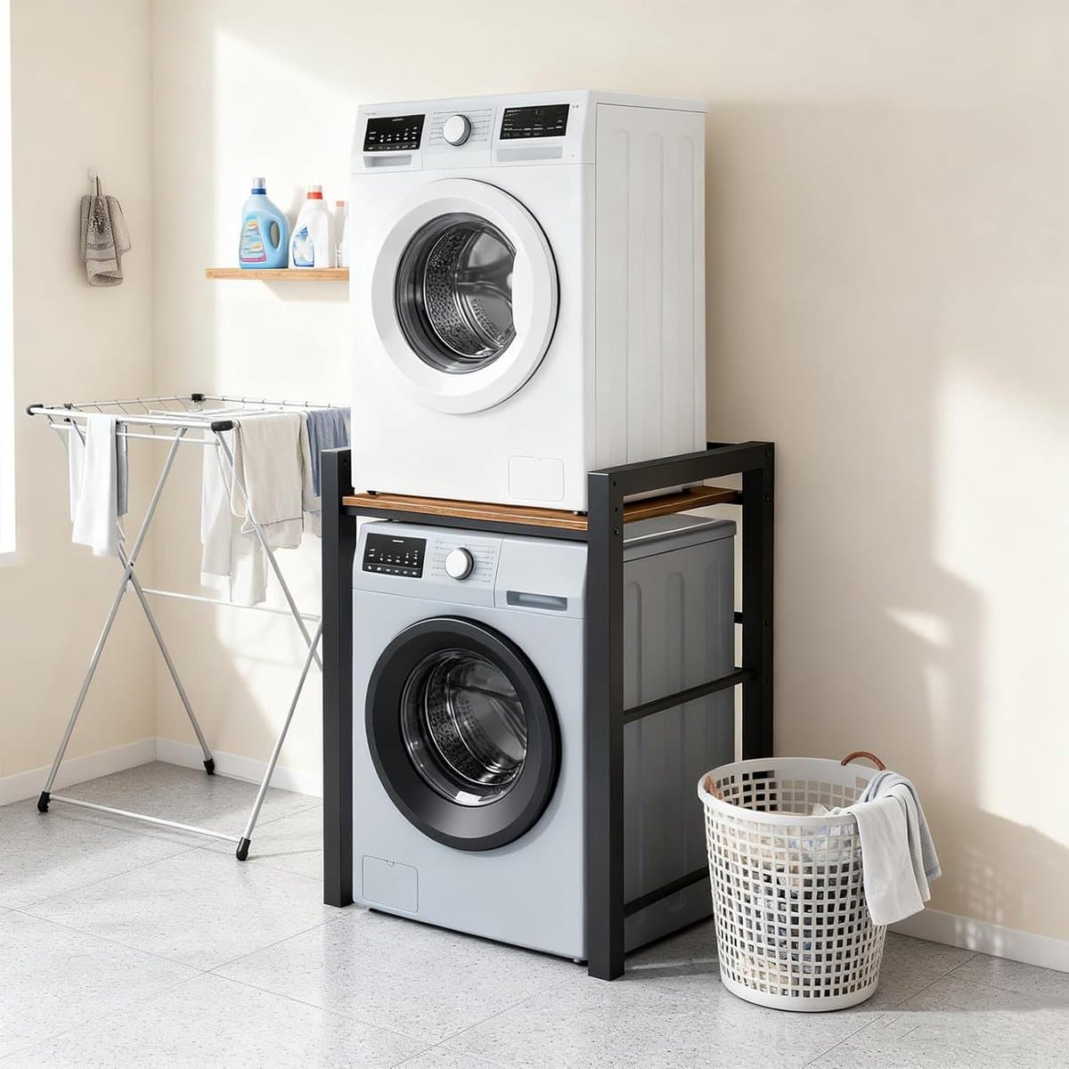 Wasmachine Verhoger - Stapelrek - Ruimte Optimaliseren - Verstelbare Hoogte - 300 kg Capaciteit - Nori — afbeelding 1