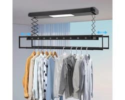 Dailygoods Plafondmontage elektrische kledingdroogrek 35kg draagvermogen intrekbaar slim elektrisch droogrek, afstandsbe